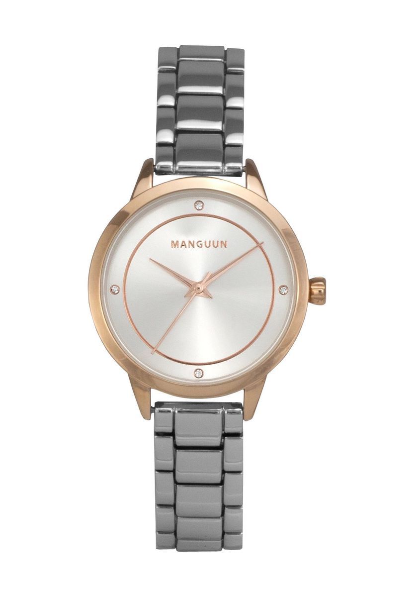 Elegante Silber- und Roségold-Uhr