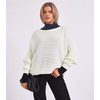 Gestreifter Oversize-Pullover mit Fledermausärmeln