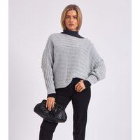 Gestreifter Oversize-Pullover mit Fledermausärmeln