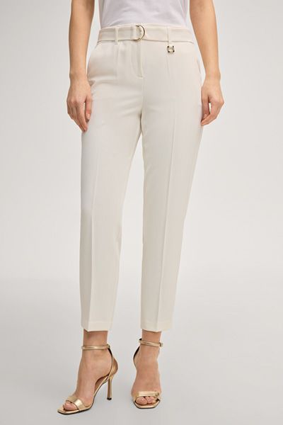 Joop! Penja Off-White Cropped Hose mit Gürtel und hoher Taille