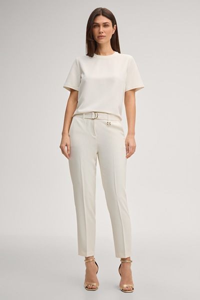 Joop! Penja Off-White Cropped Hose mit Gürtel und hoher Taille