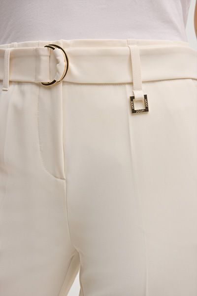 Joop! Penja Off-White Cropped Hose mit Gürtel und hoher Taille