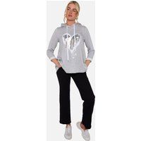 Graues Herz Grafik Oversize Kapuzenpullover Top