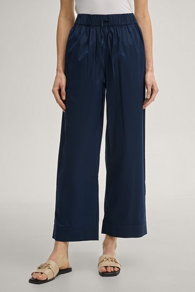 Joop! Paloma Marineblaue, Cropped Stoffhose mit weitem Bein und Tunnelzug