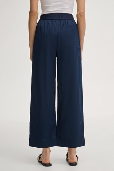 Joop! Paloma Marineblaue, Cropped Stoffhose mit weitem Bein und Tunnelzug
