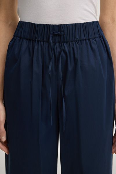 Joop! Paloma Marineblaue, Cropped Stoffhose mit weitem Bein und Tunnelzug