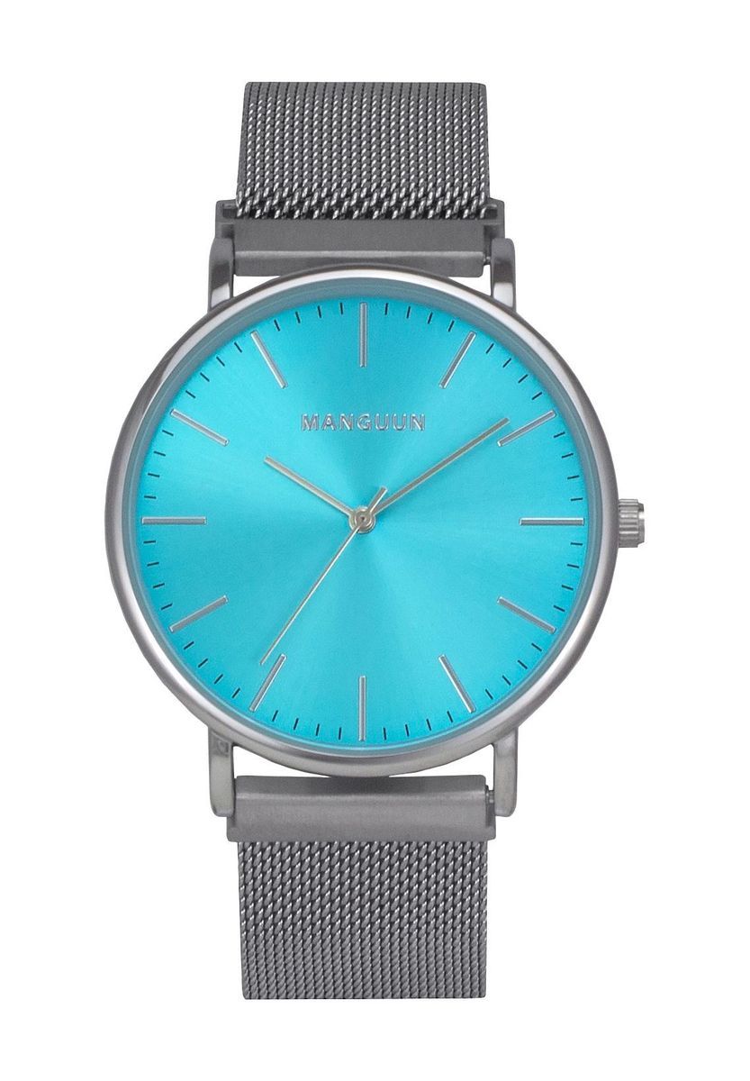 Minimalistische Türkis Zifferblatt Mesh-Uhr