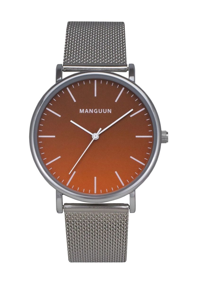 Verlaufende Orange Zifferblatt Mesh Armbanduhr