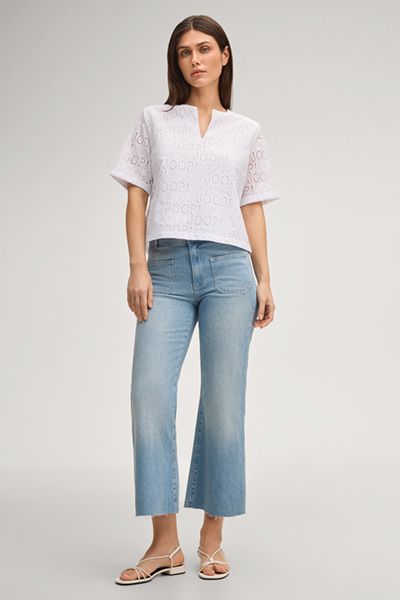 Joop! Weiße Beljana Blusenshirt mit perforiertem Logo-Design