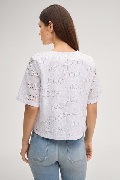 Joop! Weiße Beljana Blusenshirt mit perforiertem Logo-Design