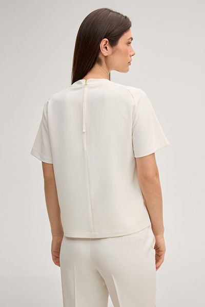Marc Cain Bini Off-White Blusenshirt mit Reißverschluss hinten