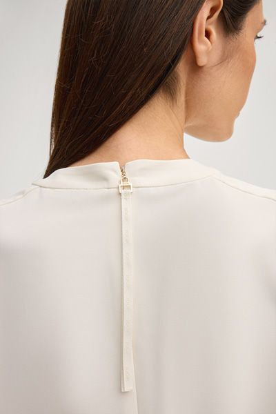 Marc Cain Bini Off-White Blusenshirt mit Reißverschluss hinten