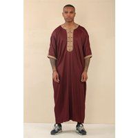 Herren Burgunderroter marokkanischer Gandoura Kaftan