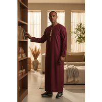 Herren Maroon Marokkanischer Thobe Jubba