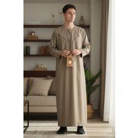 Herren Beige Marokkanische Thobe Robe