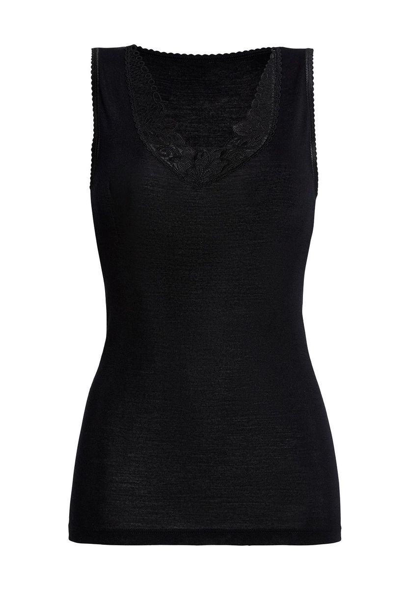 Wollmischung Tanktop mit Spitzendetails