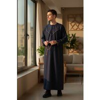 Herren Navy Marokkanische Jubba Robe