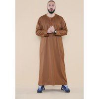 Herren braune Islamische Thobe Jubbah Robe