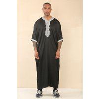 Herren Schwarze Marokkanische Thobe Jubba Robe