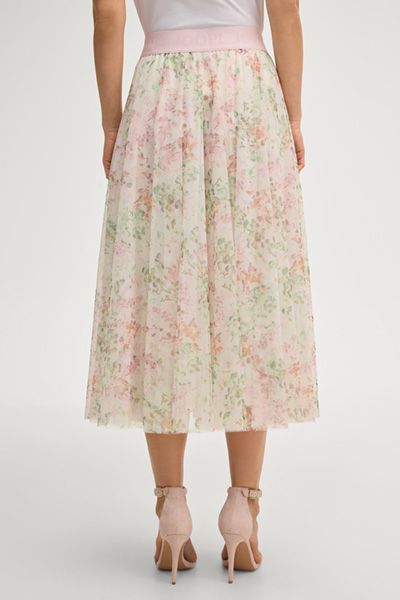Joop! Tüll-Plissee-Midirock mit Blumenmuster und Logo-Bund