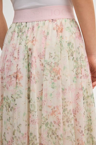 Joop! Tüll-Plissee-Midirock mit Blumenmuster und Logo-Bund