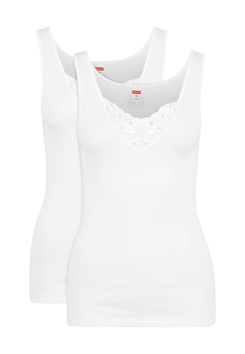 Klassisches Baumwoll-Tanktop mit Spitzenbesatz