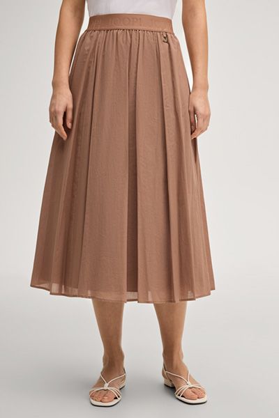 JOOP! Sedef Brauner Plisseerock Midi mit Logo-Bund