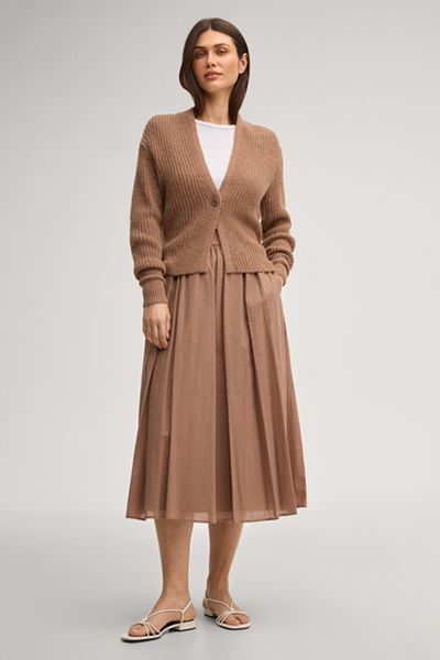 JOOP! Sedef Brauner Plisseerock Midi mit Logo-Bund