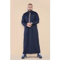 Herren Marinebestickter Thobe Jubba Kaftan