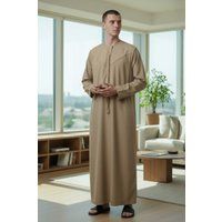 Herren Beige Marokkanische Jubba Thobe