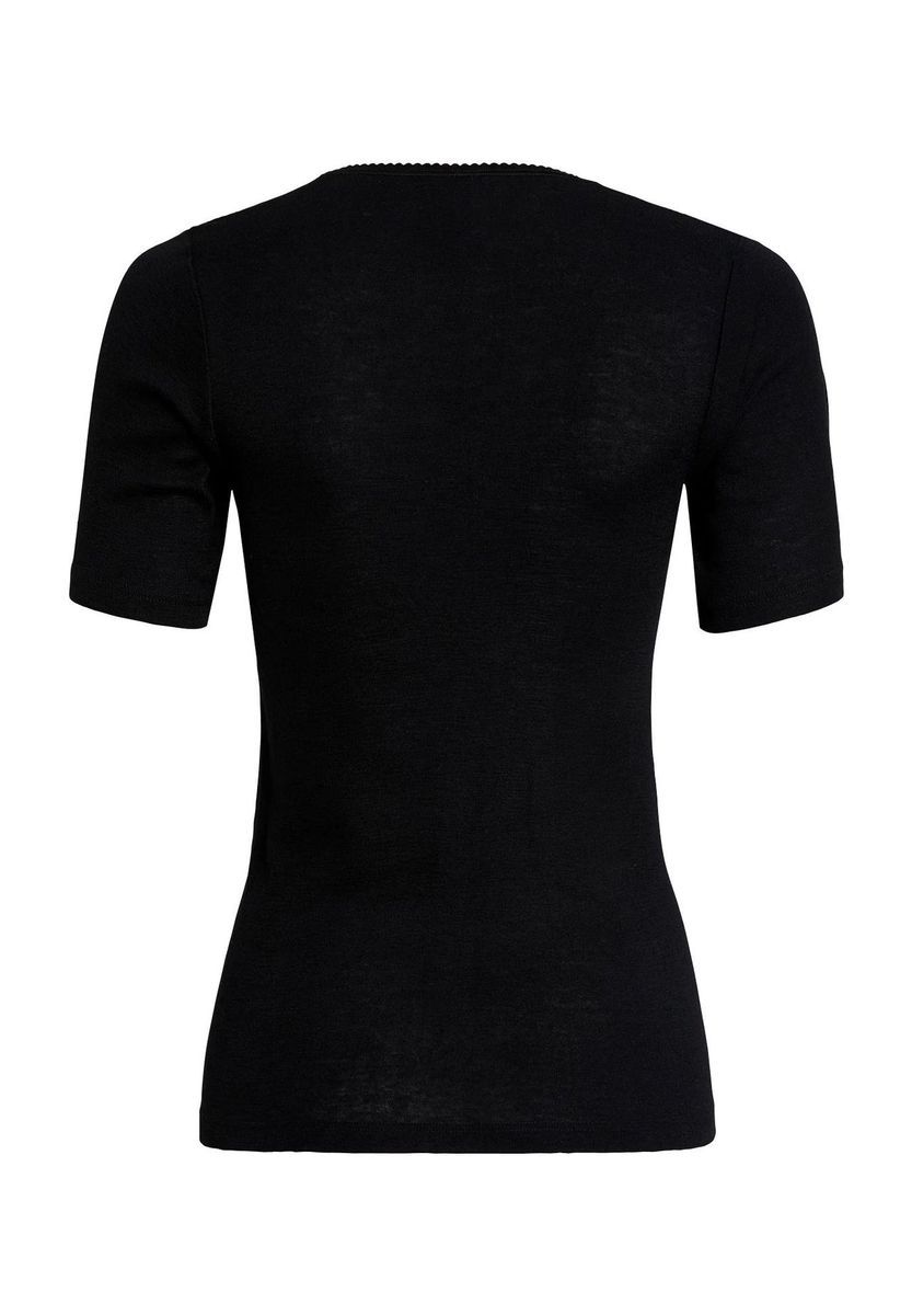 Figurbetontes Wollmischungs-Shirt mit Spitze