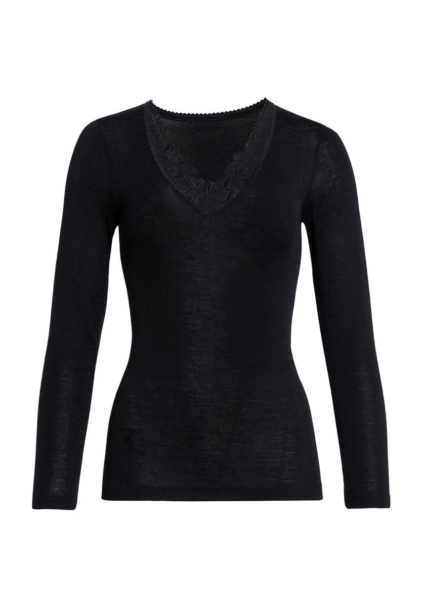 Langarmshirt mit Spitzeneinsatz