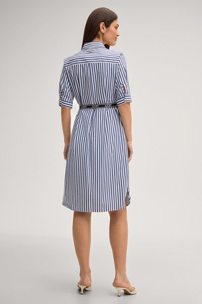 Joop! Dominique Marineblau/Weiß gestreiftes Hemdblusenkleid aus Baumwolle mit Gürtel