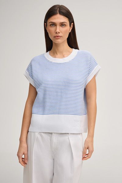 Joop! Gestreiftes Strickoberteil aus Bio-Baumwolle mit Logo-Detail