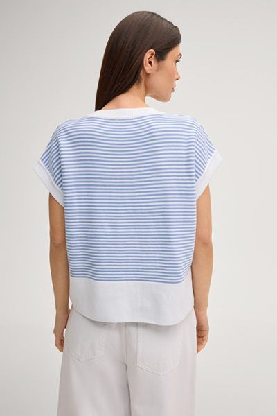 Joop! Gestreiftes Strickoberteil aus Bio-Baumwolle mit Logo-Detail