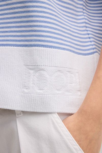 Joop! Gestreiftes Strickoberteil aus Bio-Baumwolle mit Logo-Detail