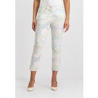 Schmale Cropped Jeans mit Pastellmuster