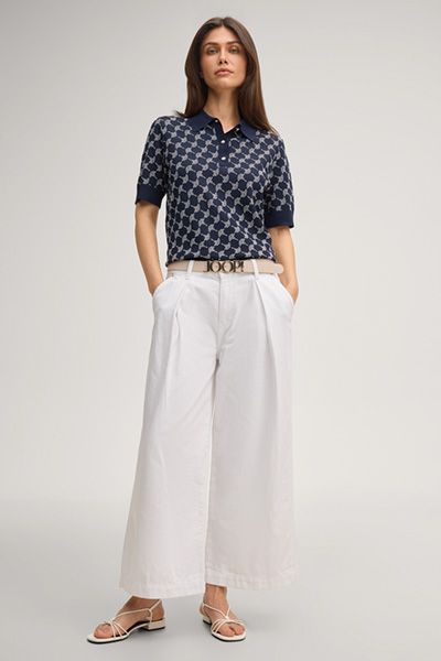 JOOP! Kella Marineblaues Monogramm-Poloshirt mit goldenen Knöpfen