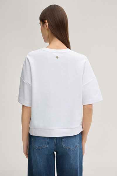 Marc Cain T-Shirt Tilina in Weiß Baumwoll-Mix Sweater-Look