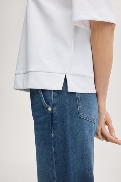 Marc Cain T-Shirt Tilina in Weiß Baumwoll-Mix Sweater-Look