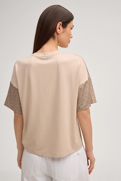 Cornflower T-Shirt Tracy Beige Monogramm Rundhals Kurze Ärmel
