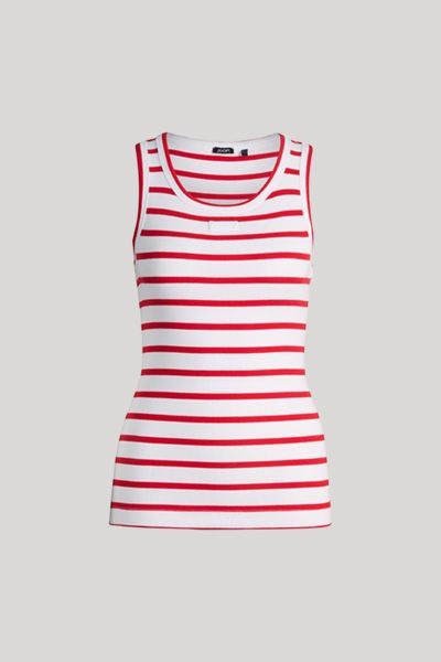 Joop! Telma Rot und Weiß gestreiftes Tanktop Gerippte Baumwolle