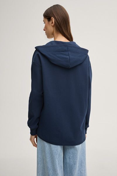 Joop! Tristani Marineblauer Hoodie mit Logo-Kordelzug und V-Ausschnitt
