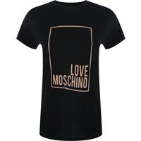 Schwarzes Baumwoll-T-Shirt mit pinkem Logo