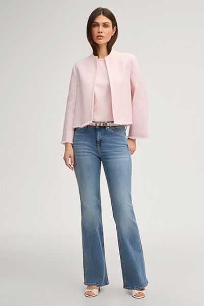 Marc Cain Taila Damen Satin T-Shirt in Rosé mit Jersey-Rücken