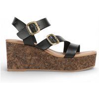 Schwarze Keil-Espadrille-Sandalen