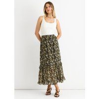 Maxirock mit Blumenmuster und Stufen