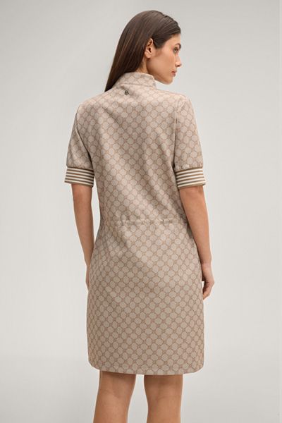 Bogner Toina Beige Sweatkleid mit Cornflower-Muster und Stehkragen