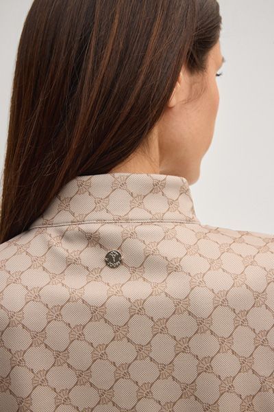 Bogner Toina Beige Sweatkleid mit Cornflower-Muster und Stehkragen