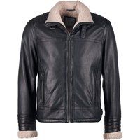 Lederjacke mit Shearling-Kragen